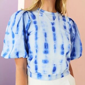 Marie Oliver French terry sweatshirt. Blue dye print